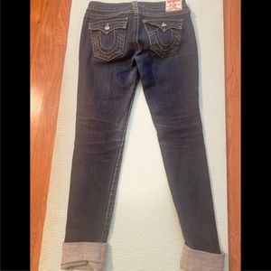 True religion dark wash skinny jeans